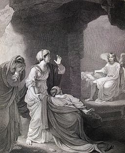 264_Life_of_Christ_Phillip_Medhurst_Collection_4547._The_empty_tomb._Mark_16.5_Smirke